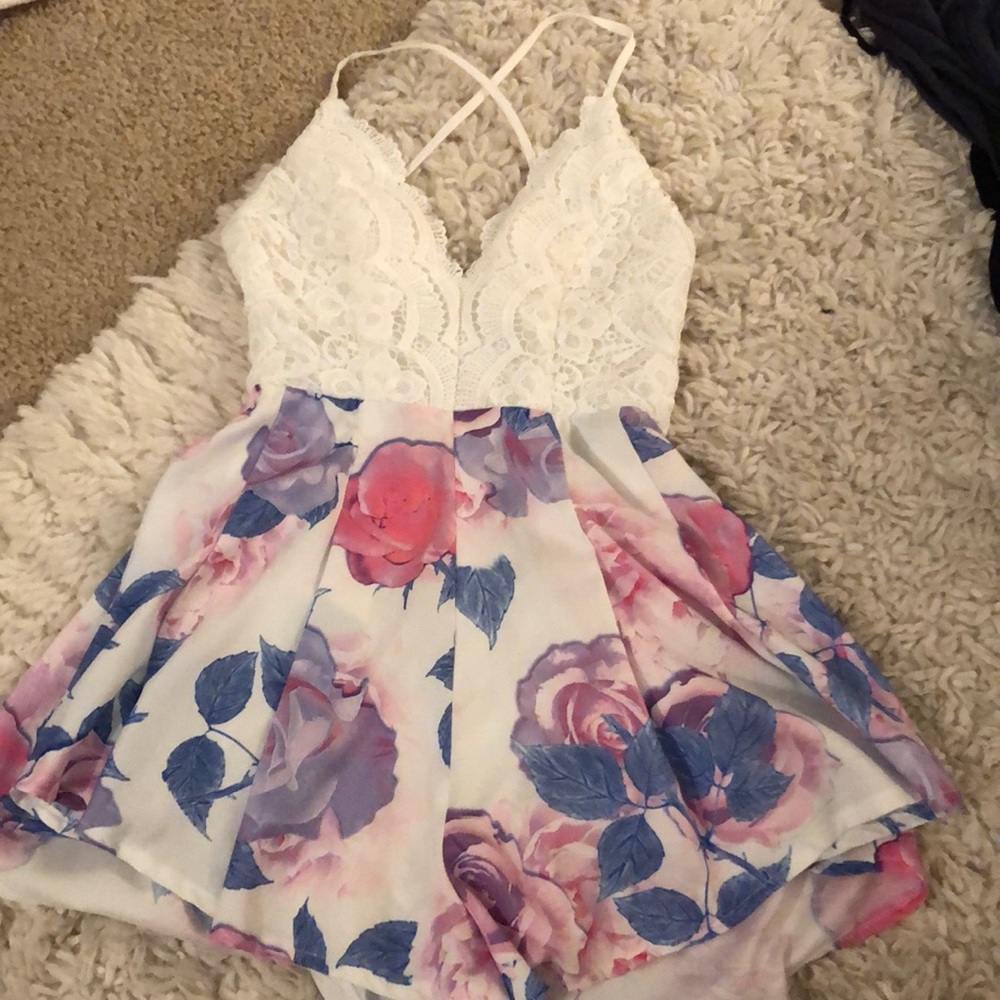 Summer romper, lace top flowey bottom